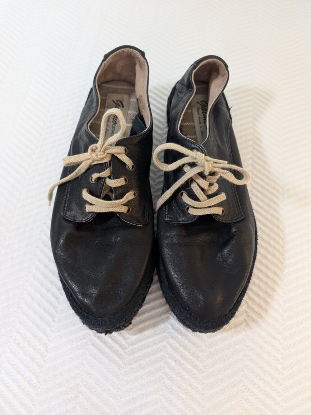 Gaimo Black Leather Platform Espadrilles Handmade in Spain EU 39 Womens 8 to 8.5